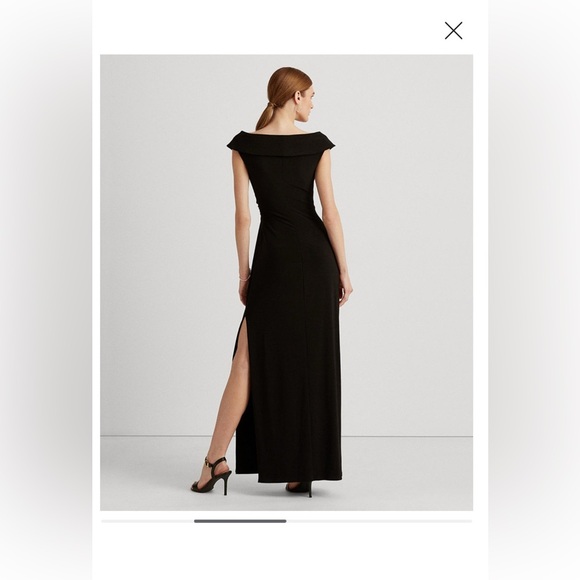RALPH LAUREN
Women's Jersey Off-the-shoulder Side-slit Column Gown In Black - Picture 2 of 15